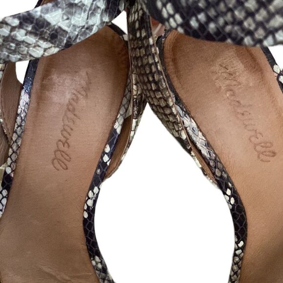 Madewell The Liv Asymmetrical Ankle Strap Snake Embossed Leather Sandals size 6 - Picture 7 of 13